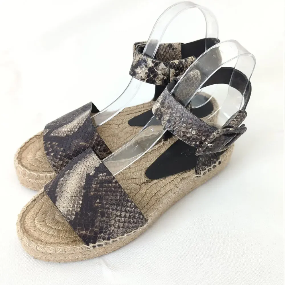 VINCE Snake Skin Embossed Sandal Espadrille Shoes‎ Womens Size 6 M Edina $165